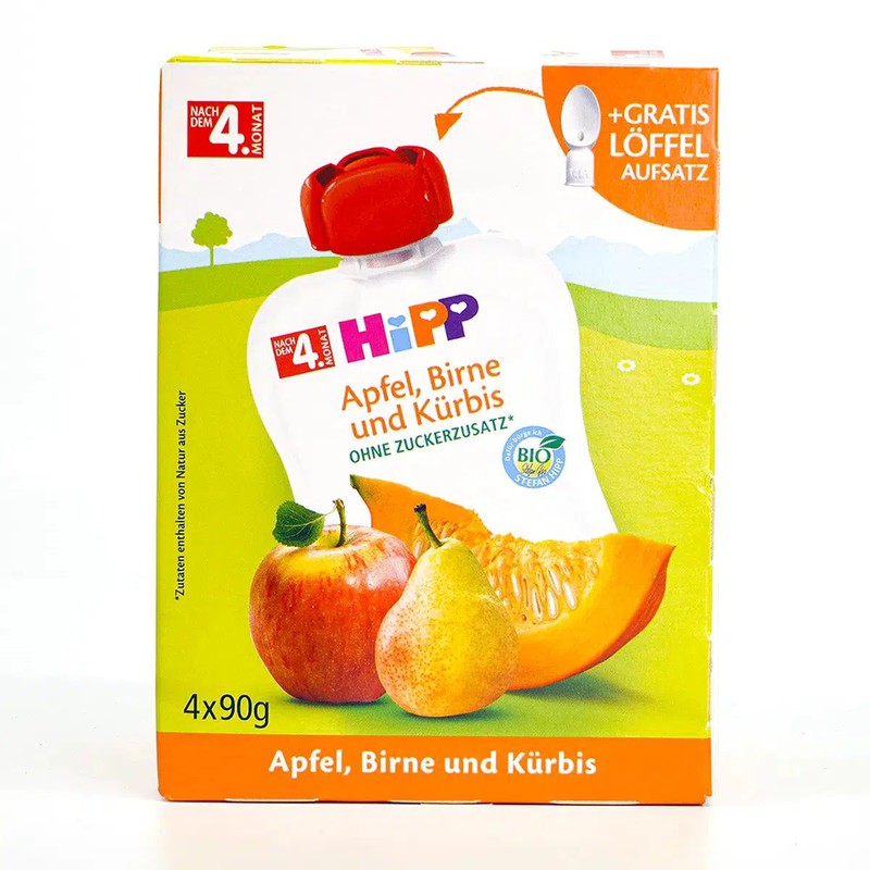 HiPP Fruit Pouches - Apple, Pear and Pumpkin (4+ Months) - 4 Pouches
