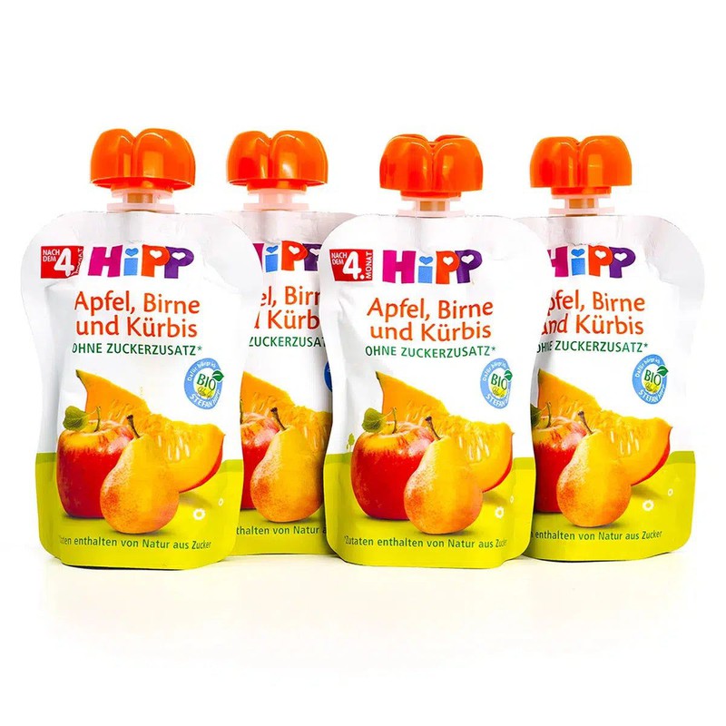 HiPP Fruit Pouches - Apple, Pear and Pumpkin (4+ Months) - 4 Pouches