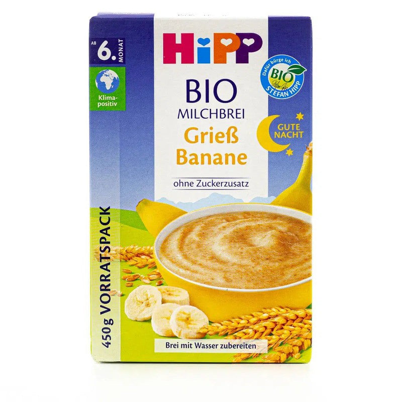 HiPP Organic Banana-Semolina Milk Evening Porridge (6+ Months) - 450g