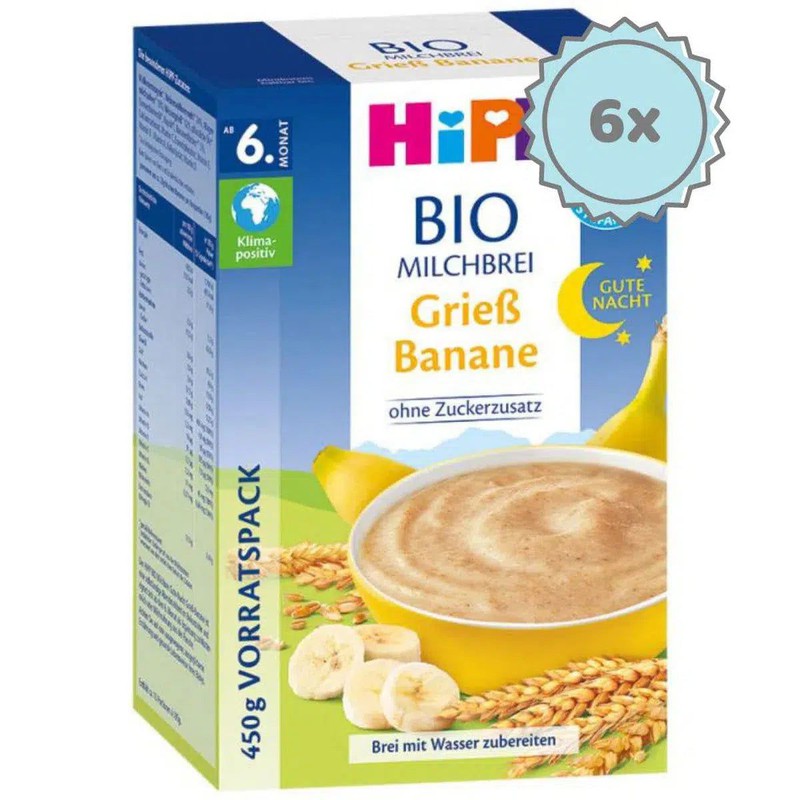 HiPP Organic Banana-Semolina Milk Evening Porridge (6+ Months) - 450g