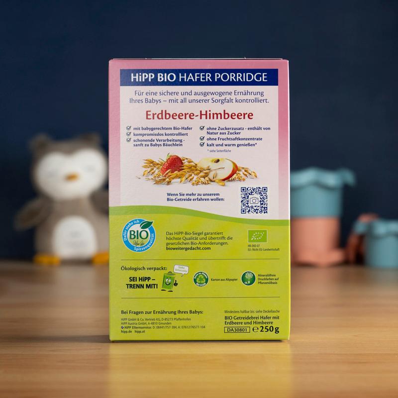 HiPP Organic Porridge - Oat Strawberry-Raspberry (8+ Months) - 250g