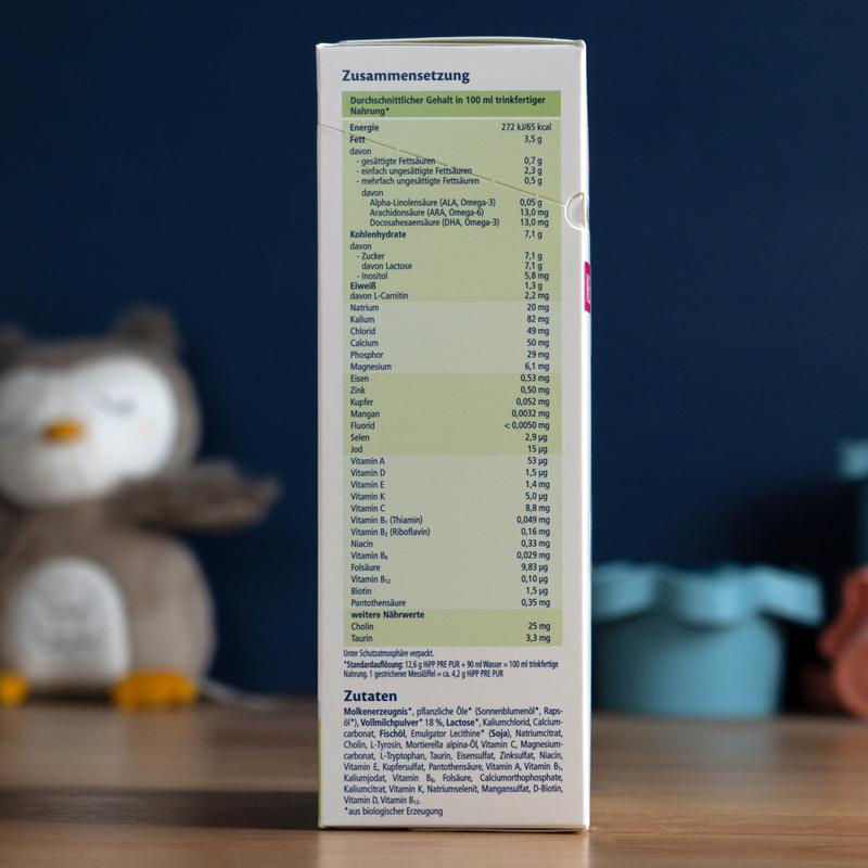 HiPP PUR Stage PRE Organic Whole Milk Infant Formula 0-6 months (500g)