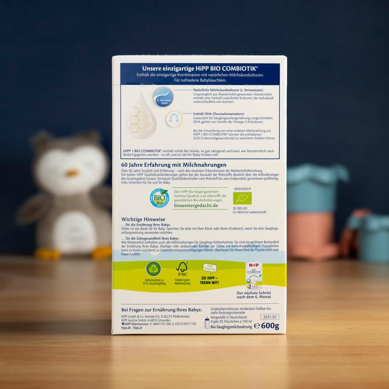 HiPP Stage 1 (0-6 Months) Organic Bio Combiotic Formula - German Version (600g)