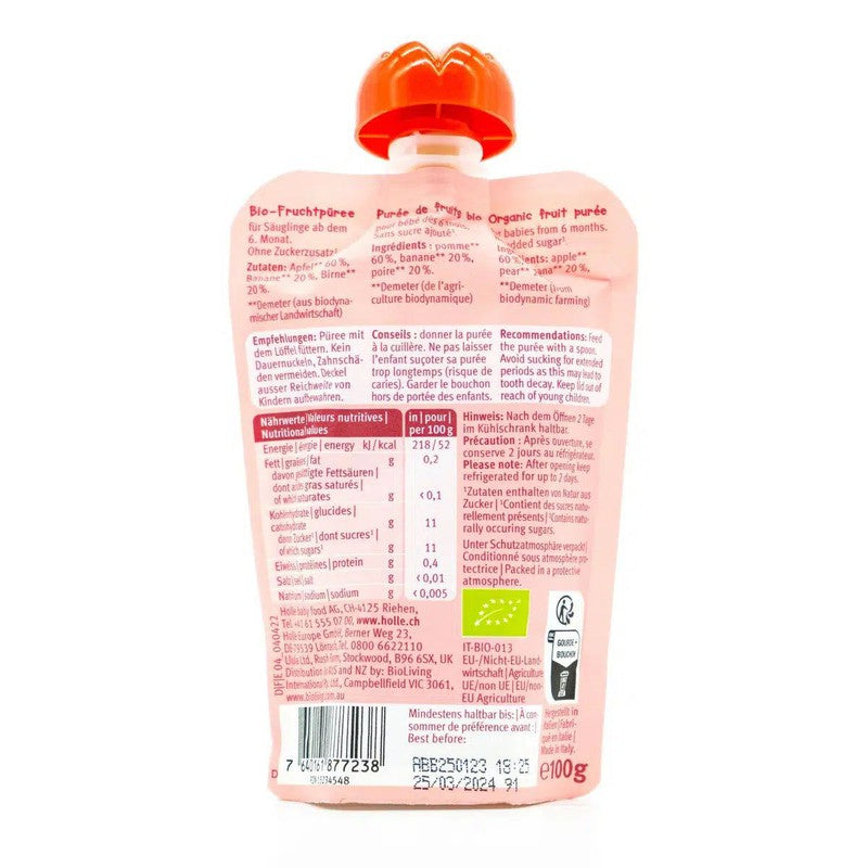 Holle Apple Ant: Apple, Banana & Pear (6+ months) - 12 Pouches