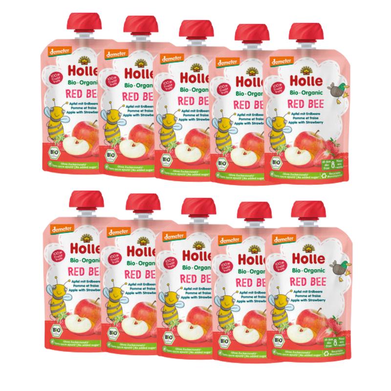 Holle Red Bee: Apple & Strawberry (8+ Months) - 10 Pouches