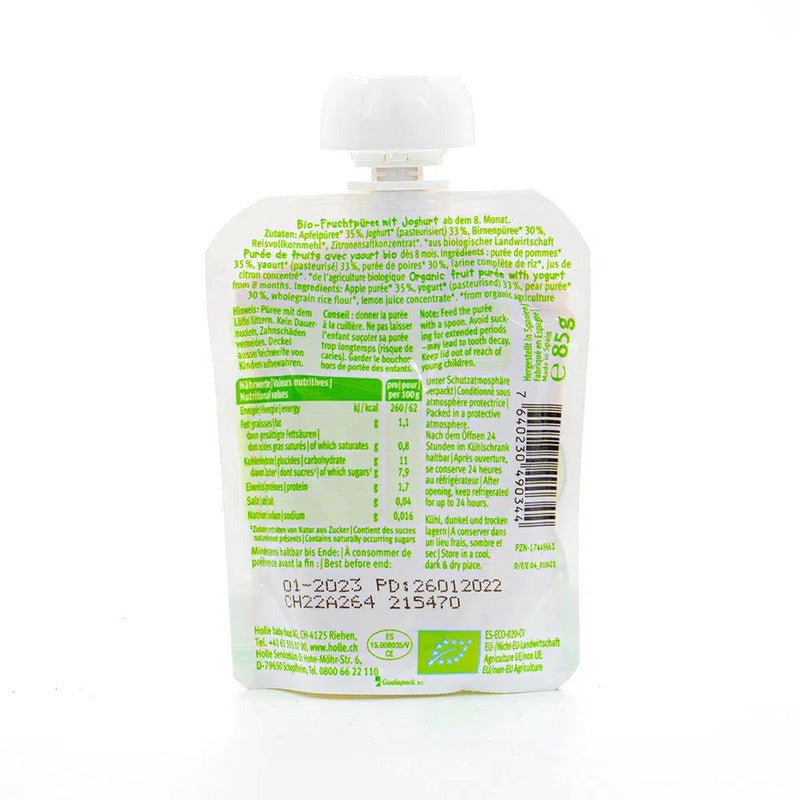 Holle Tasty Turtle: Apple, Pear & Yogurt (8+ Months) - 12 Pouches