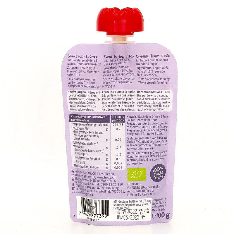 Holle Tropic Tiger: Apple, Mango & Passion Fruit (8+ Months) - 12 Pouches