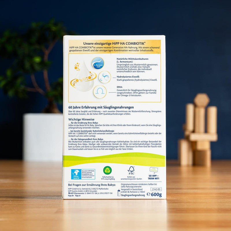 HiPP HA Stage 1 Combiotic Formula (600g) + HiPP Storage Container