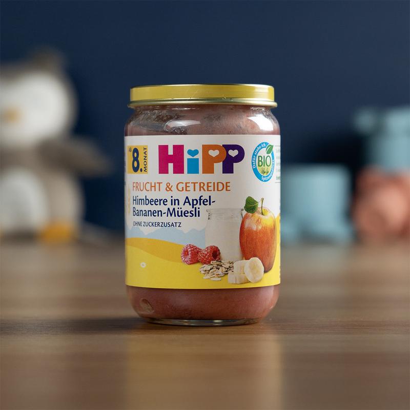 HiPP Jar Fine Fruits: Raspberry in Apple-Banana-Muesli (190g)