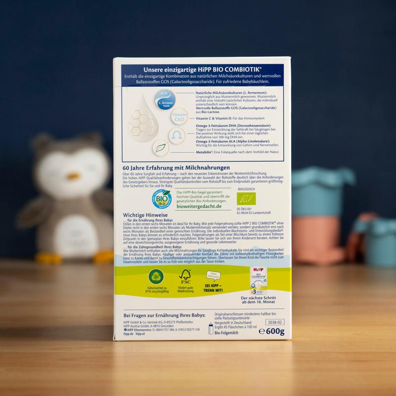 HiPP No Starch Stage 2 (6+ Months) Combiotic Formula - German Version (600g)