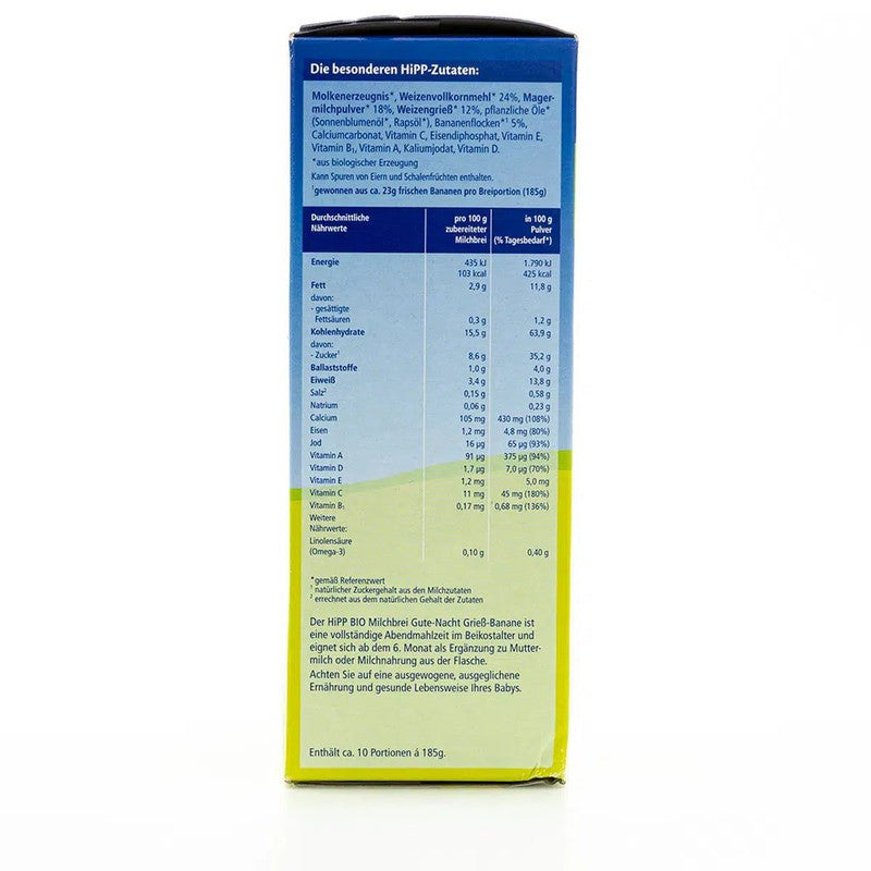 HiPP Organic Banana-Semolina Milk Evening Porridge (6+ Months) - 450g