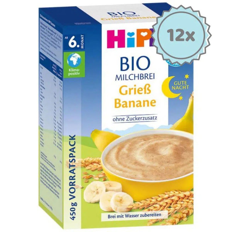 HiPP Organic Banana-Semolina Milk Evening Porridge (6+ Months) - 450g
