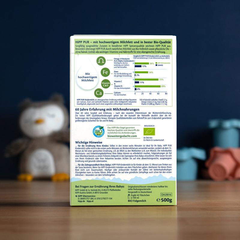 HiPP PUR Stage 4 Organic Whole Milk Toddler Formula 12+ months (500g)