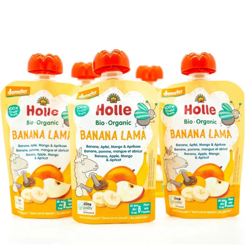 Holle Banana Lama: Banana, Apple, Mango & Apricot (6+ Months) - 12 Pouches