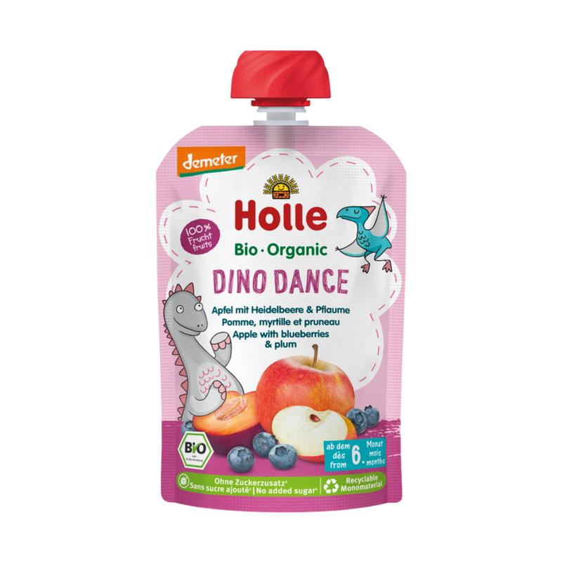 Holle Dino Dance: Apple, Blueberries & Prunes (6+ Months) - 10 Pouches