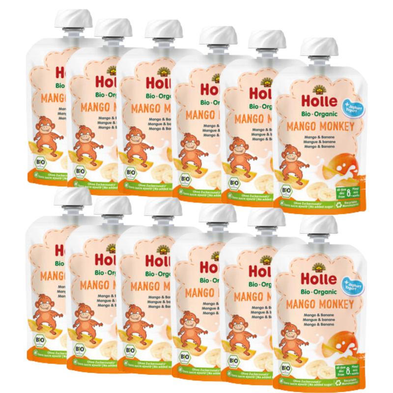 Holle Mango Monkey: Mango & Yogurt (8+ Months) - 12 Pouches