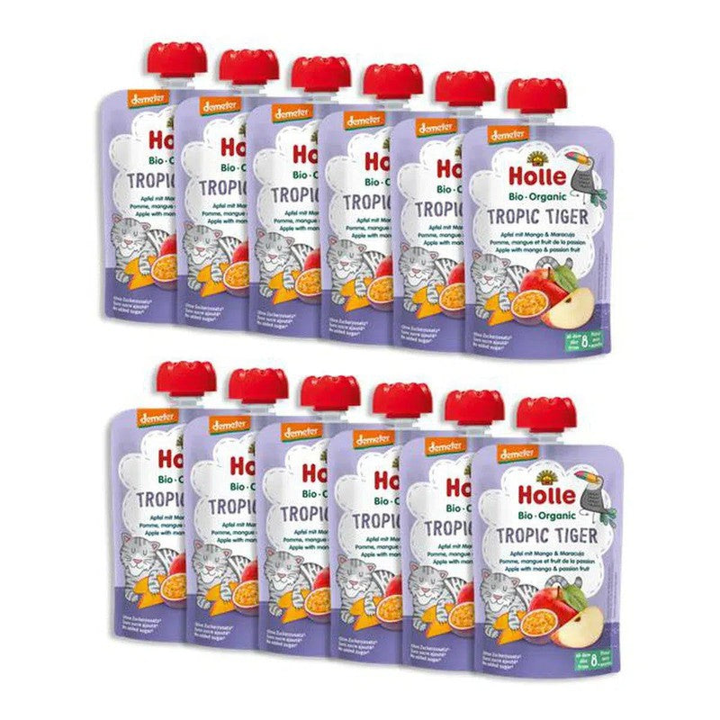Holle Tropic Tiger: Apple, Mango & Passion Fruit (8+ Months) - 12 Pouches
