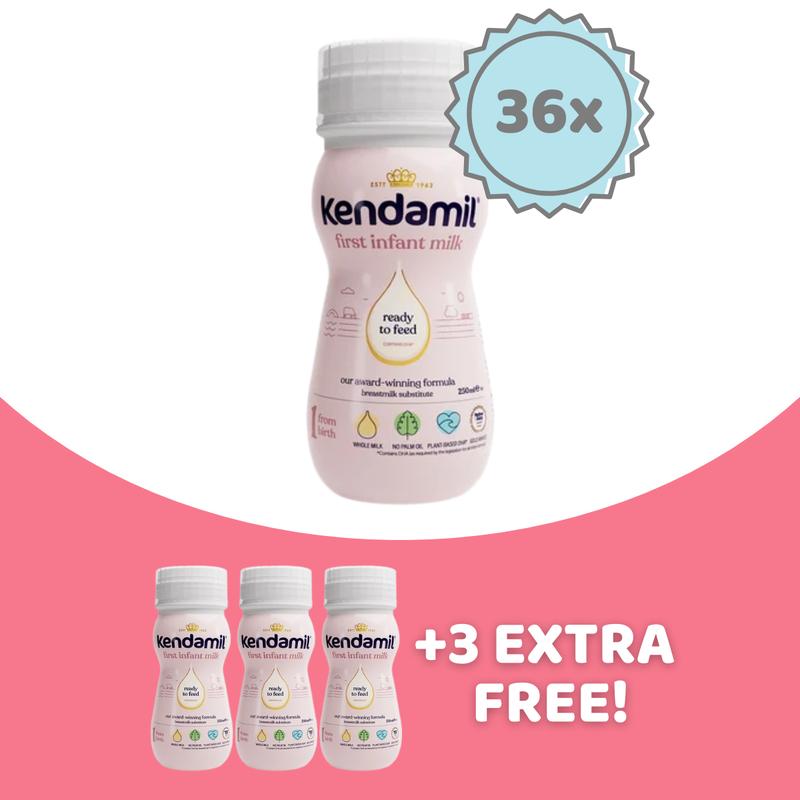 Kendamil Ready to Feed Stage 1 (0+ Months) First Infant Milk Formula (250ml) - 36 Bottles