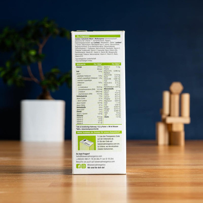 Löwenzahn Organics Stage 2 (6-12 Months) Baby Formula (500g)